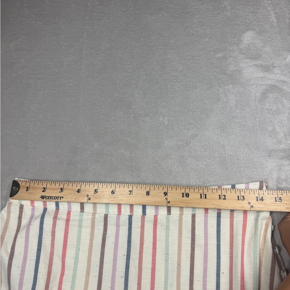 Madewell Button Slit Flecked Nebs Stripe Pearl Ivory Rainbow Midi Skirt Size 4 - Picture 10 of 16